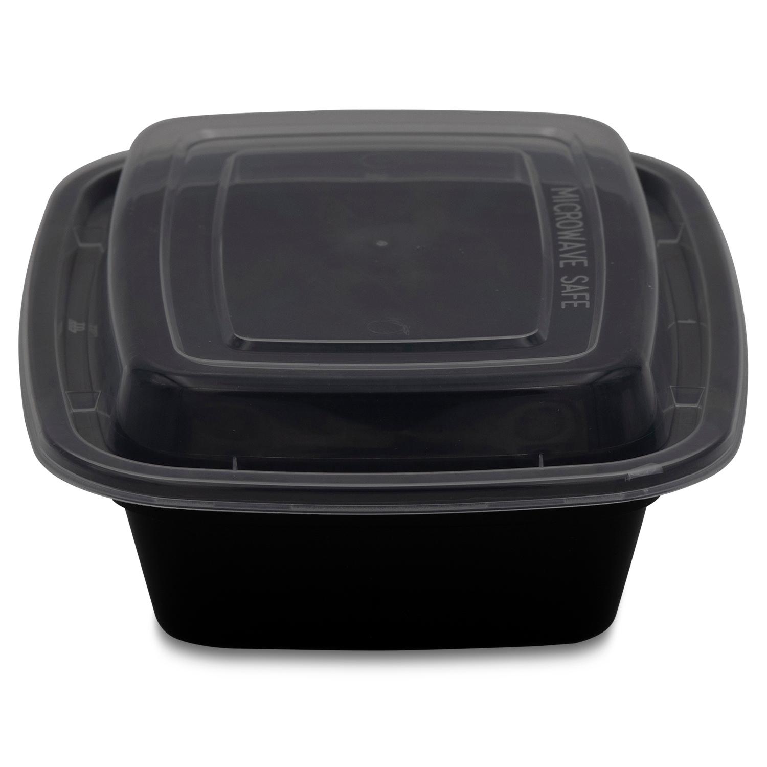 Victoria Bay Take-Out Container Base & Lid Combo 12 OZ Plastic Black Clear Rectangle 150/Case