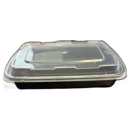 Victoria Bay Take-Out Container Base & Lid Combo 16 OZ Plastic Black Clear Rectangle 150/Case