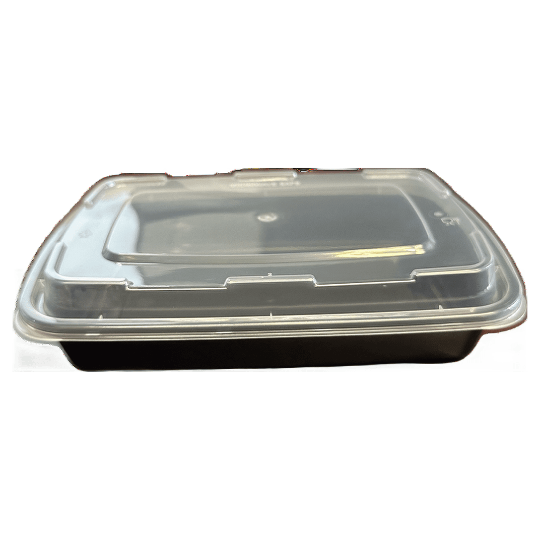Victoria Bay Take-Out Container Base & Lid Combo 16 OZ Plastic Black Clear Rectangle 150/Case