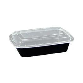 Victoria Bay Take-Out Container Base & Lid Combo 38 OZ Plastic Black Clear Rectangle 150/Case