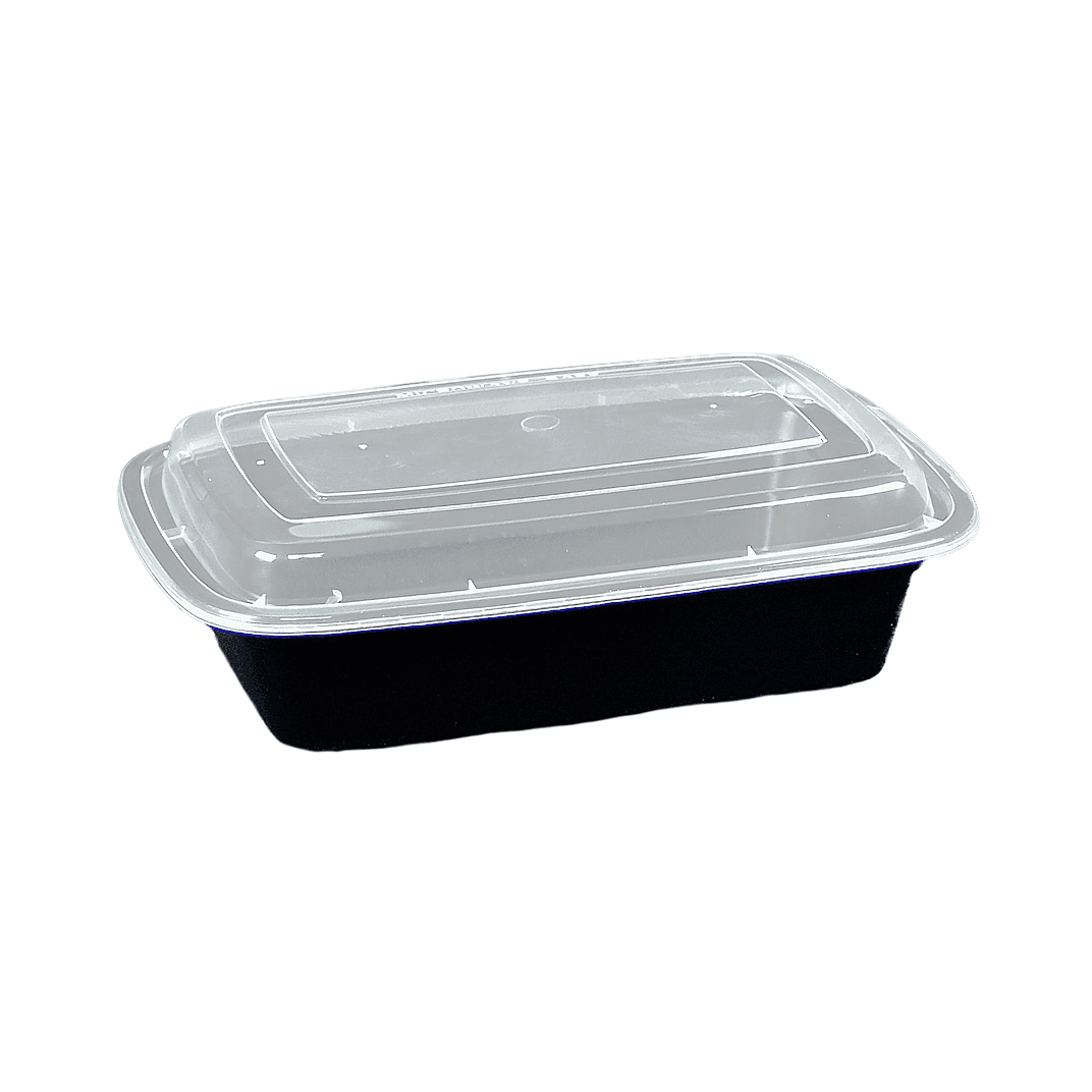 Victoria Bay Take-Out Container Base & Lid Combo 38 OZ Plastic Black Clear Rectangle 150/Case