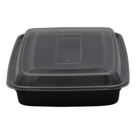 Victoria Bay Take-Out Container Base & Lid Combo 58 OZ Plastic Black Clear Rectangle 150/Case