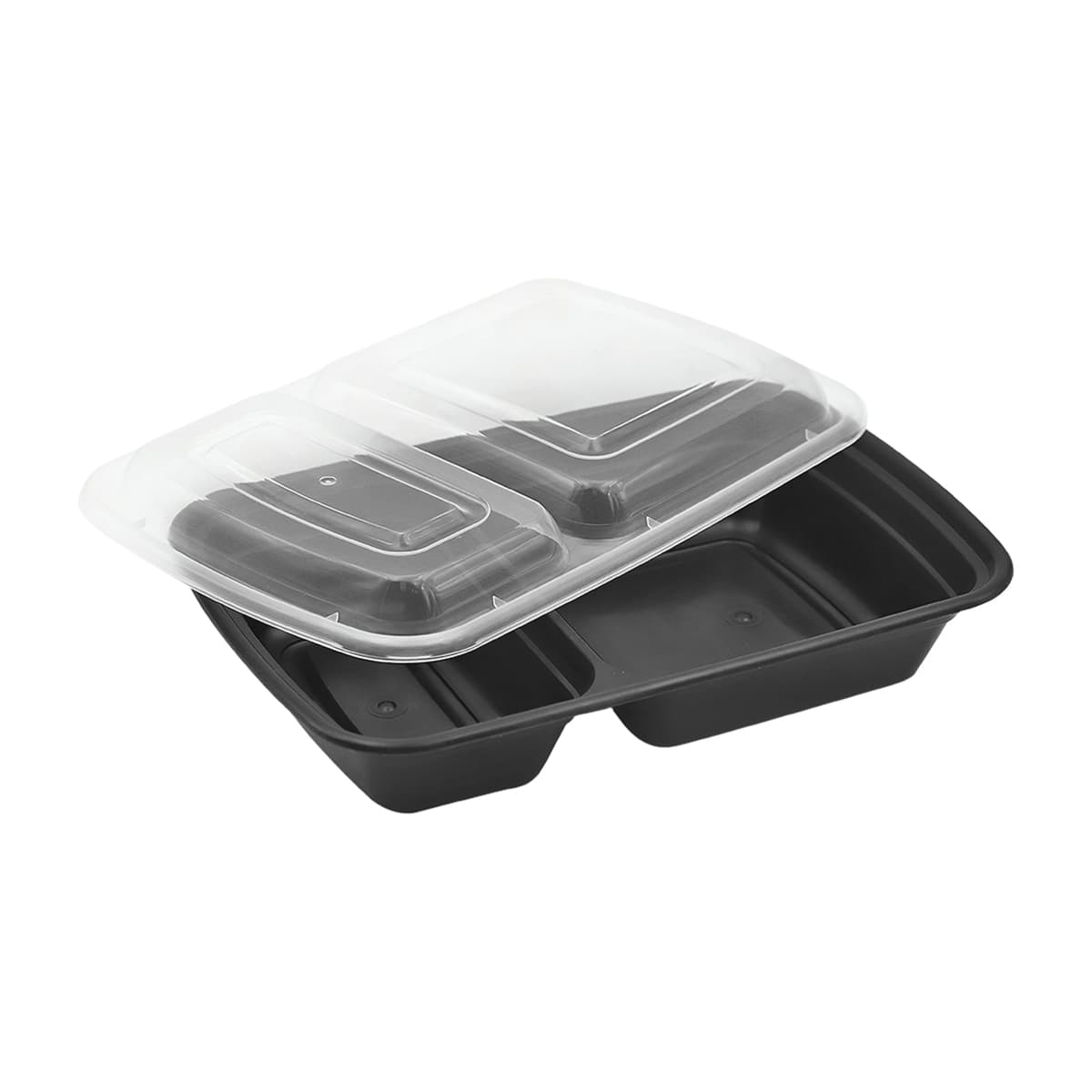 Victoria Bay Take-Out Container Base & Lid Combo 32 OZ 2 Compartment Plastic Black Clear 150/Case