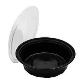Victoria Bay Take-Out Container Base & Lid Combo 32 OZ Plastic Black Clear Round 150/Case