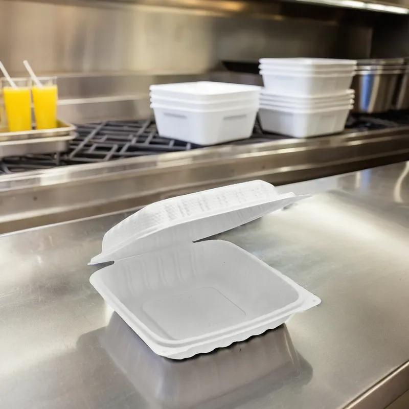 Victoria Bay Take-Out Container Hinged 8X8X2 IN MFPP Ivory Square 150/Case