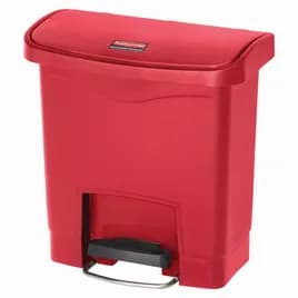 Slim Jim® Trash Can 4 GAL 16 QT Red Resin Slim Step-On 1/Each