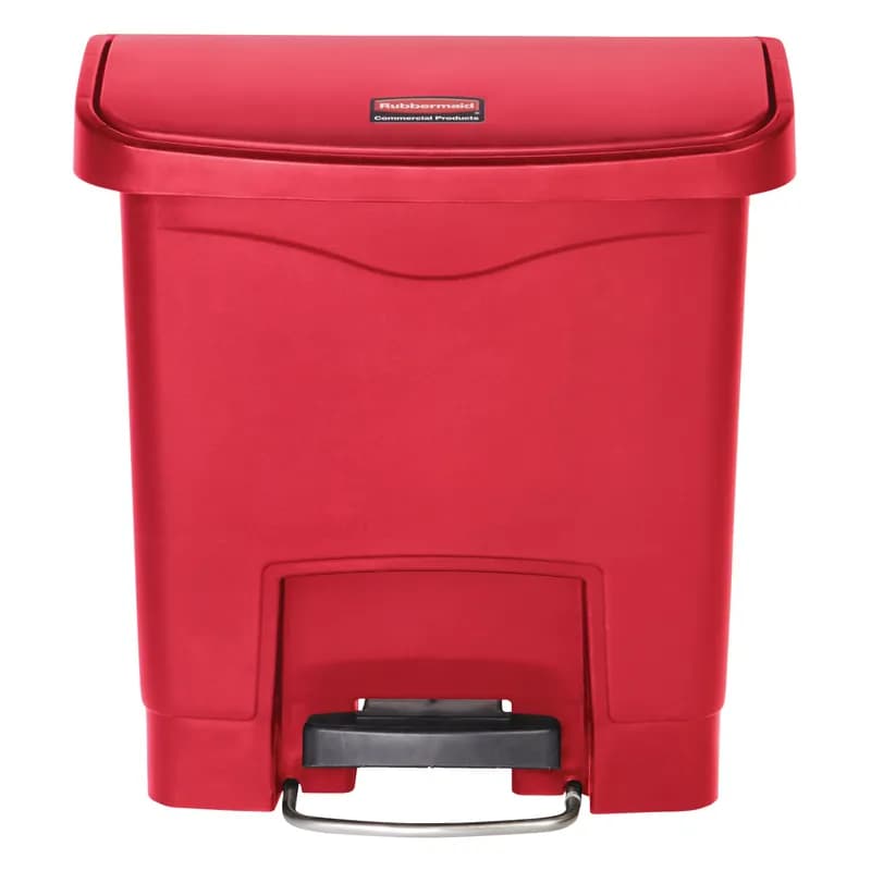 Slim Jim® Trash Can 4 GAL 16 QT Red Resin Slim Step-On 1/Each
