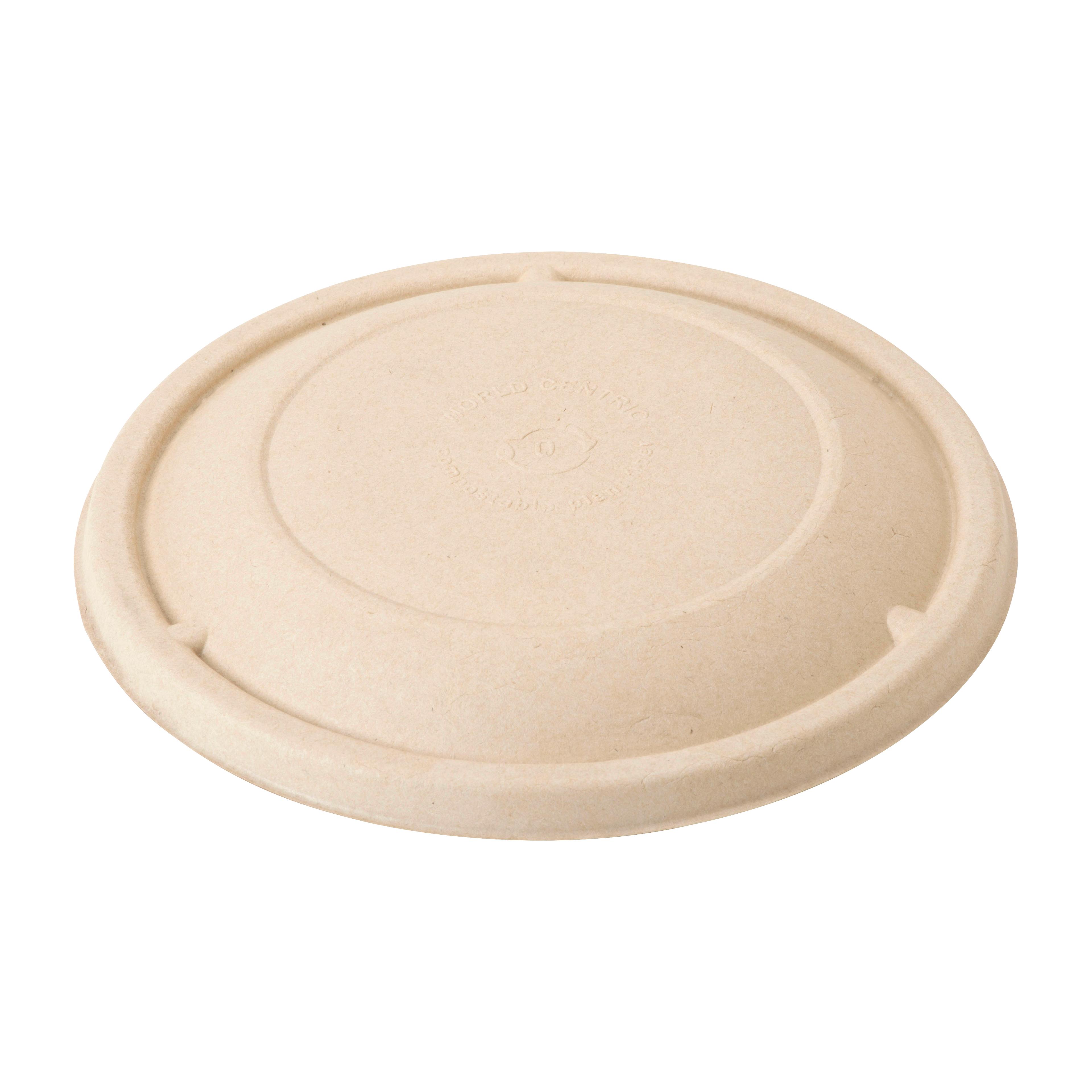 Lid Flat 7.7X1 IN 1 Compartment Pulp Fiber Natural Round For 16-24-32 OZ Bowl Unhinged 500/Case