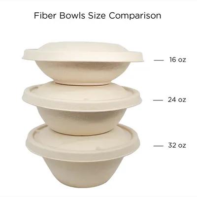 Lid Flat 7.7X1 IN 1 Compartment Pulp Fiber Natural Round For 16-24-32 OZ Bowl Unhinged 500/Case