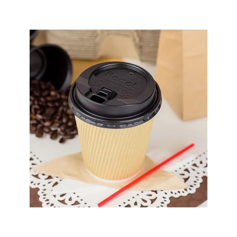 Karat® Hot Cup Ripple 10 OZ Paper Kraft 90MM 500/Case