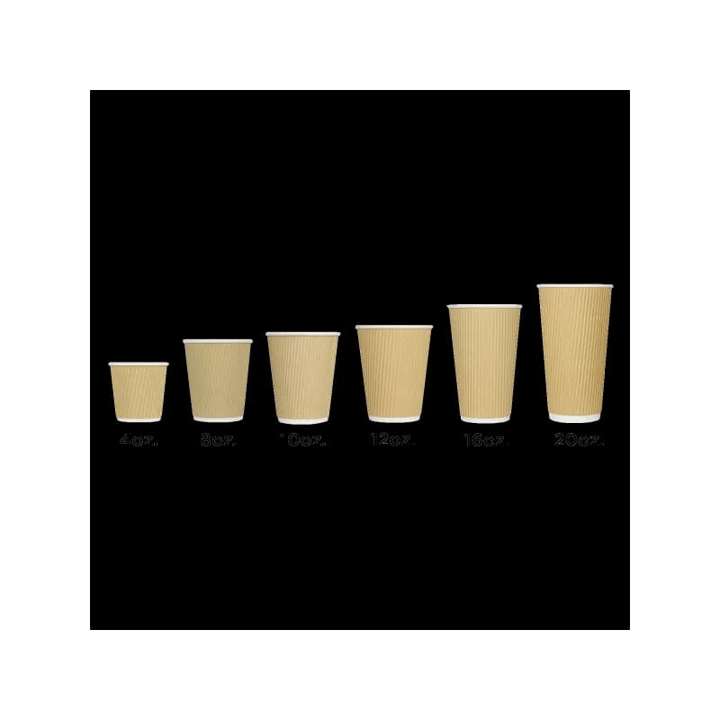 Karat® Hot Cup Ripple 10 OZ Paper Kraft 90MM 500/Case