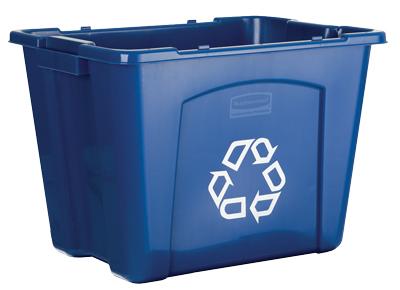 Recycling Bin 14 GAL Blue Plastic With "We Recycle" Symbol Custom 1/Each