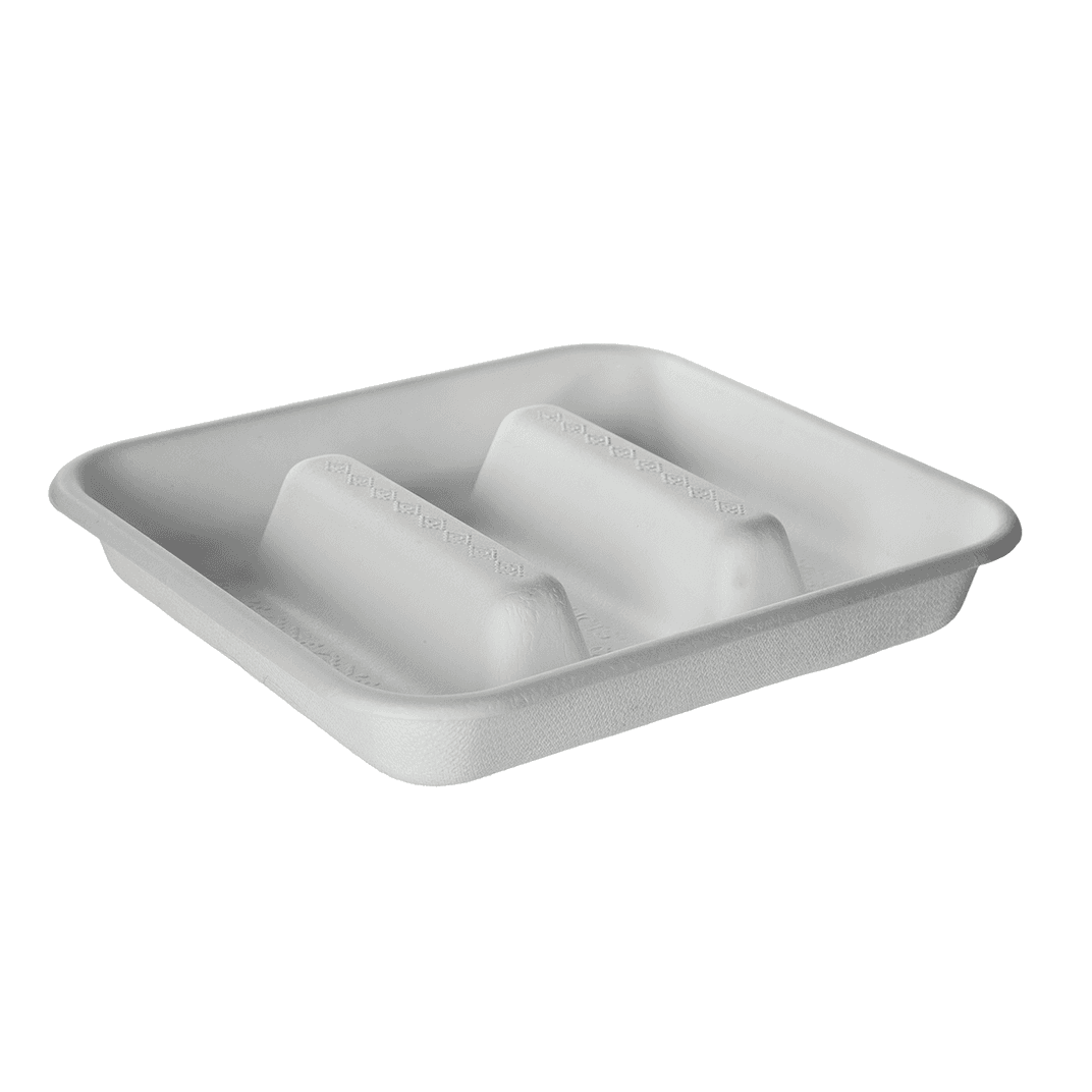 Vanguard® Take-Out Container Base 7 IN 3 Compartment Molded Fiber White Square 300/Case