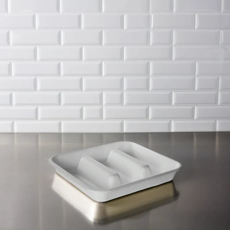 Vanguard® Take-Out Container Base 7 IN 3 Compartment Molded Fiber White Square 300/Case