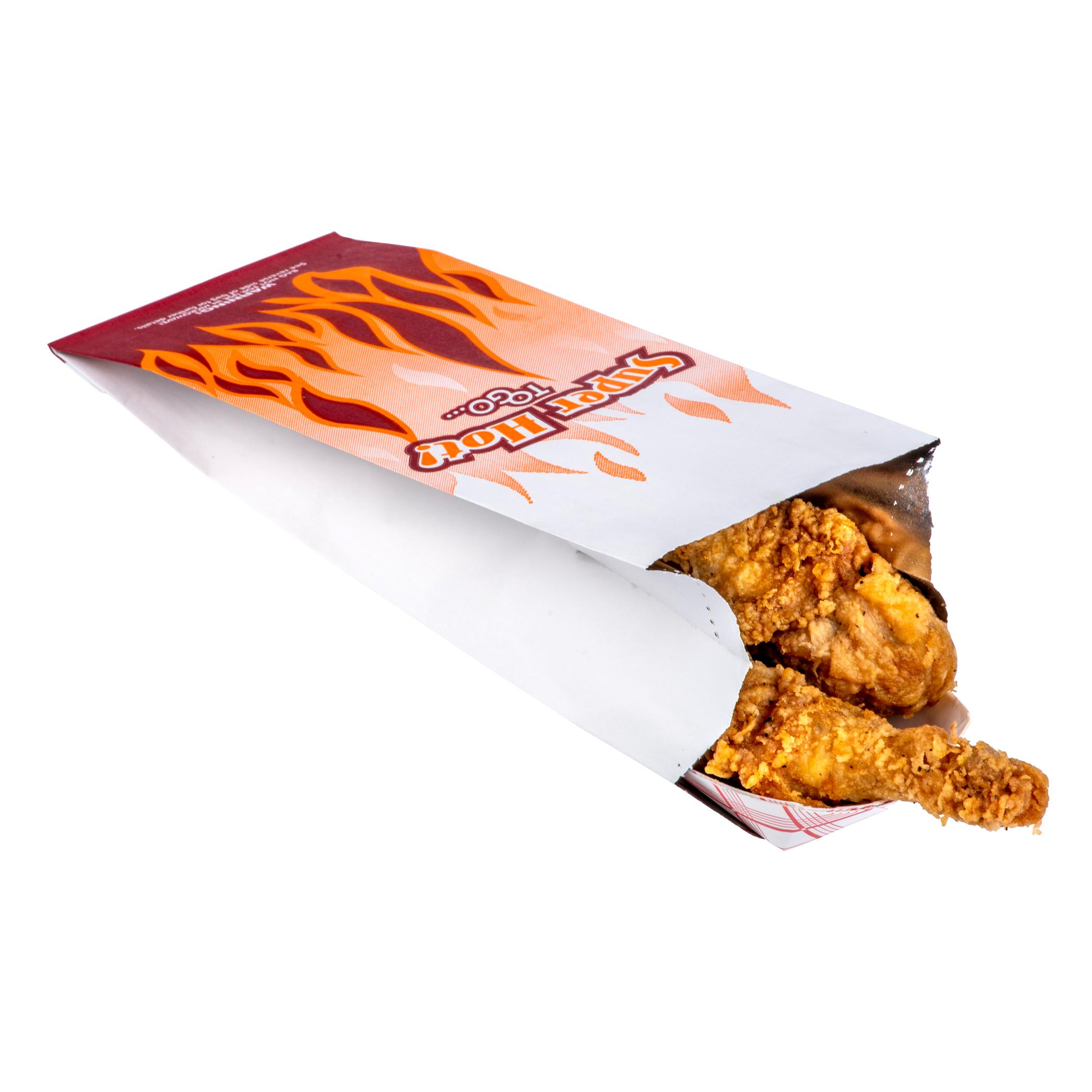 Bag 4X3.25X10 IN Foil-Lined Paper White Superhot Design Insulated 1000/Case