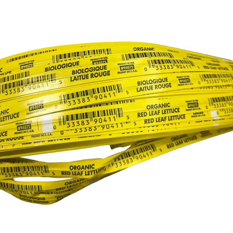 PLU 94075 Organic USA Grown Red Leaf Lettuce Twist Tie 20X.375 IN Black Yellow English & French UPC Codes 300/Bundle