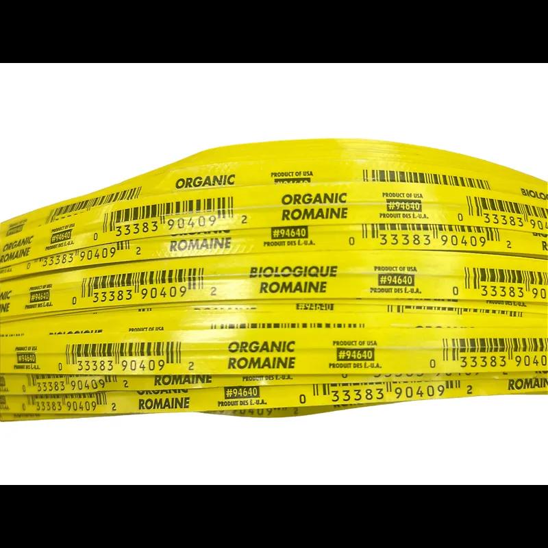 PLU 94640 Romaine Lettuce Organic USA Grown Twist Tie 20X0.375 IN Black Yellow English & French With UPC Codes 300/Bundle