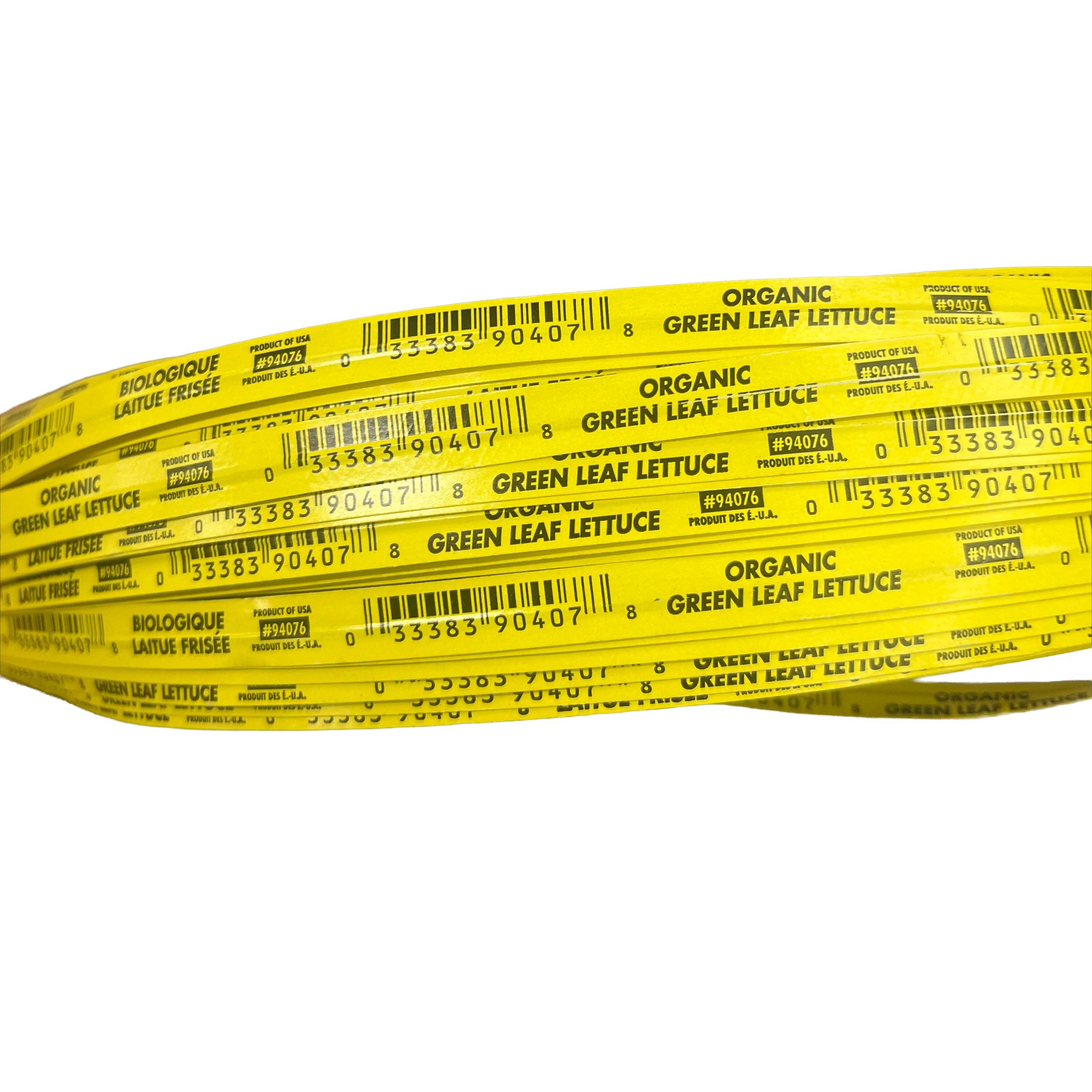 Green Leaf Lettuce Organic Twist Tie 20X0.375 IN Black Yellow English & French With UPC Codes 300/Bundle