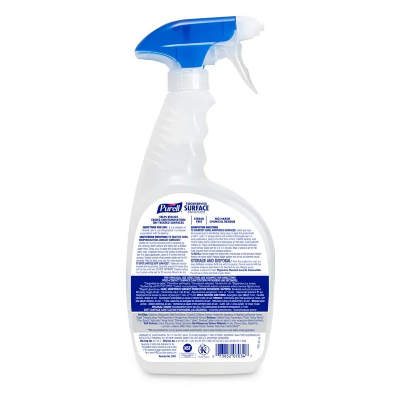 Purell® Unscented Food Service Sanitizer 4.69X2.92X9.06 IN 1 QT Multi Surface RTU 6/Case