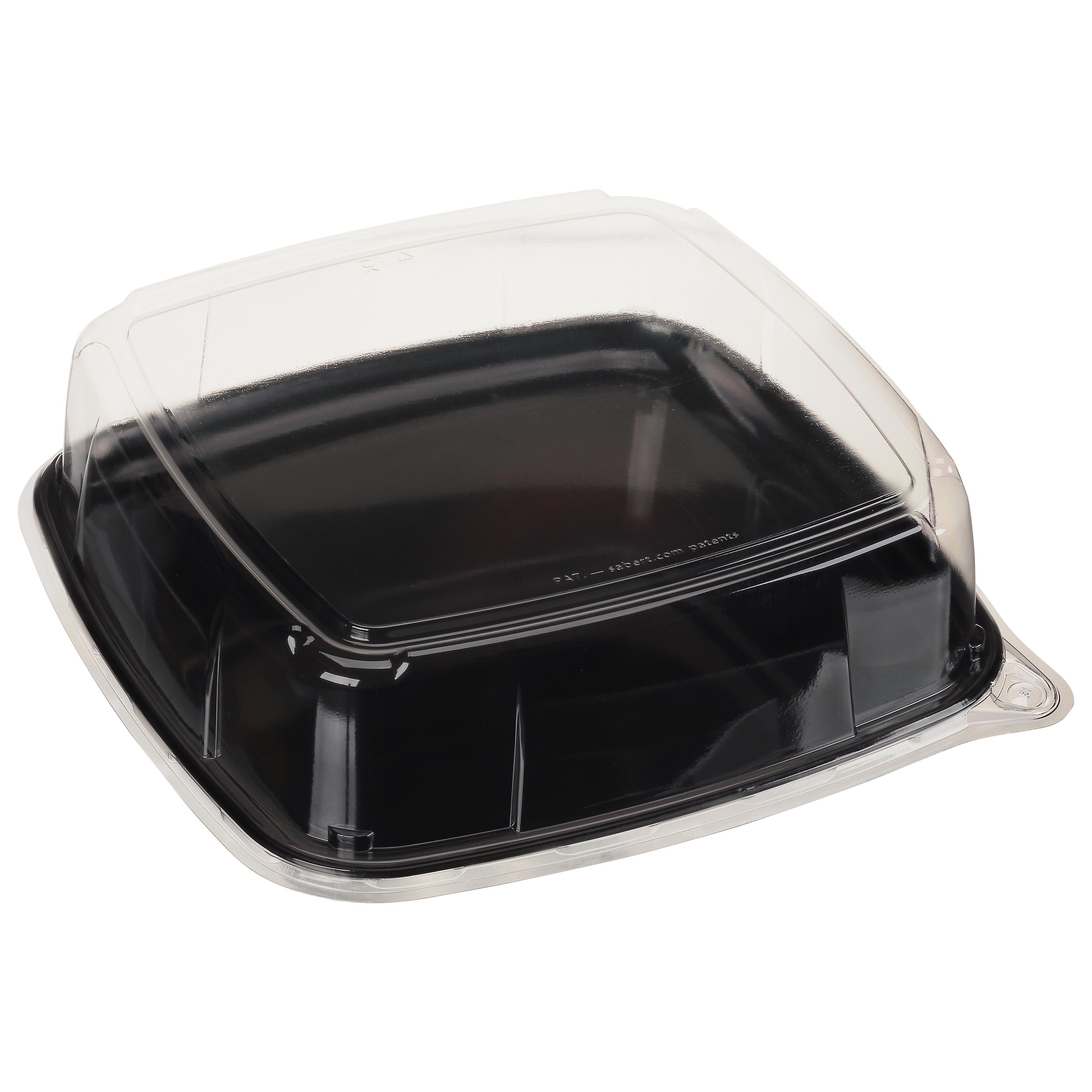 Mozaïk® Serving Tray Base & Lid Combo 12X12 IN PET PP Black Square Microwave Safe 25/Case