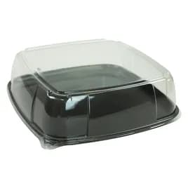 Mozaïk® Serving Tray Base & Lid Combo 14.10X14.10 IN PET PP Clear Black Microwave Safe 25/Case