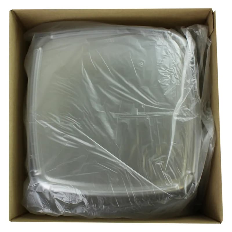 Mozaïk® Serving Tray Base & Lid Combo 14.10X14.10 IN PET PP Clear Black Microwave Safe 25/Case