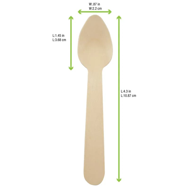 Spoon 4.33 IN Wood Natural 100 Count/Pack 30 Packs/Case 3000 Count/Case