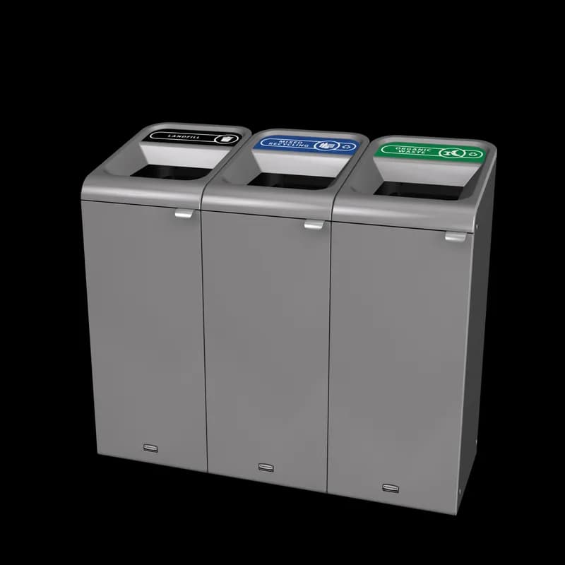Configure™ Mixed Recycling 1-Stream Multi-Stream Recycling 22.25X18X41.25 IN 15 GAL Gray Stenni Metal 1/Each