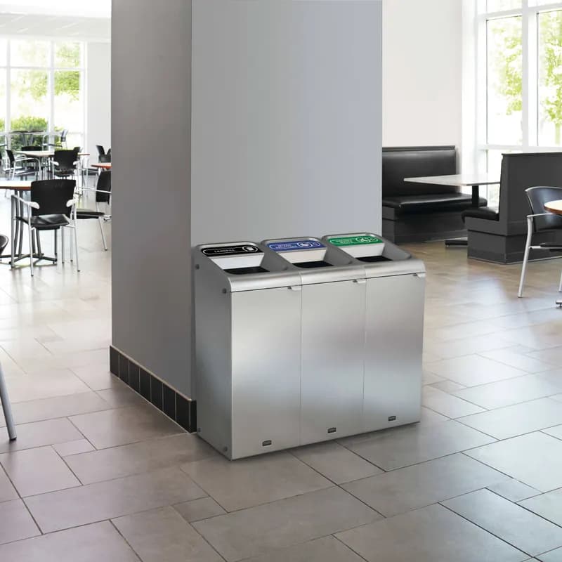 Configure™ Mixed Recycling 1-Stream Multi-Stream Recycling 22.25X18X41.25 IN 15 GAL Gray Stenni Metal 1/Each