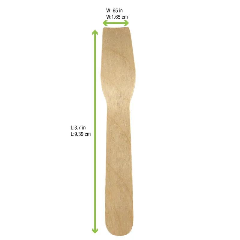 Ice Cream Spoon 3.75 IN Wood Natural 100 Count/Pack 30 Packs/Case 3000 Count/Case