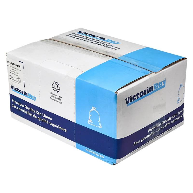 Victoria Bay Can Liner 38X58 IN 60 GAL Black LLDPE 2MIL Roll 100/Case