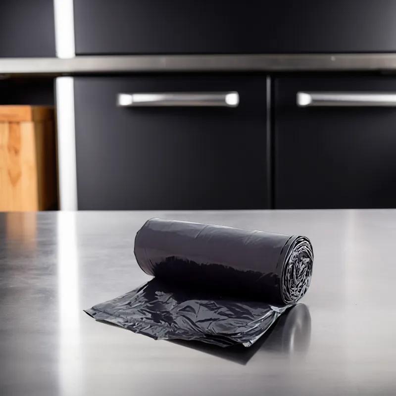 Victoria Bay Can Liner 43X46 IN 45-50 GAL Black LLDPE 1.8MIL Roll 10 Count/Roll 10 Rolls/Case