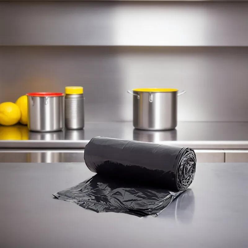 Victoria Bay Can Liner 43X46 IN 45-50 GAL Black LLDPE 1.8MIL Roll 10 Count/Roll 10 Rolls/Case