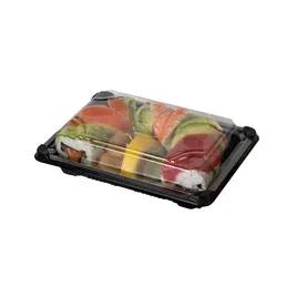 Sushi Take-Out Tray Base & Lid Combo Small (SM) 6.875X4.875 IN PLA Black Clear Rectangle 600/Case