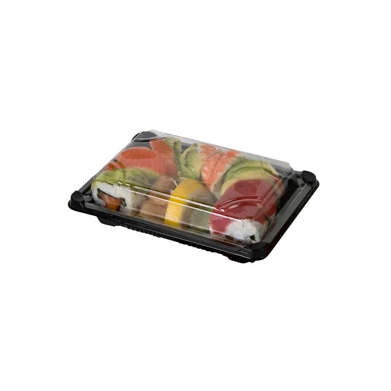 Sushi Take-Out Tray Base & Lid Combo Small (SM) 6.875X4.875 IN PLA Black Clear Rectangle 600/Case