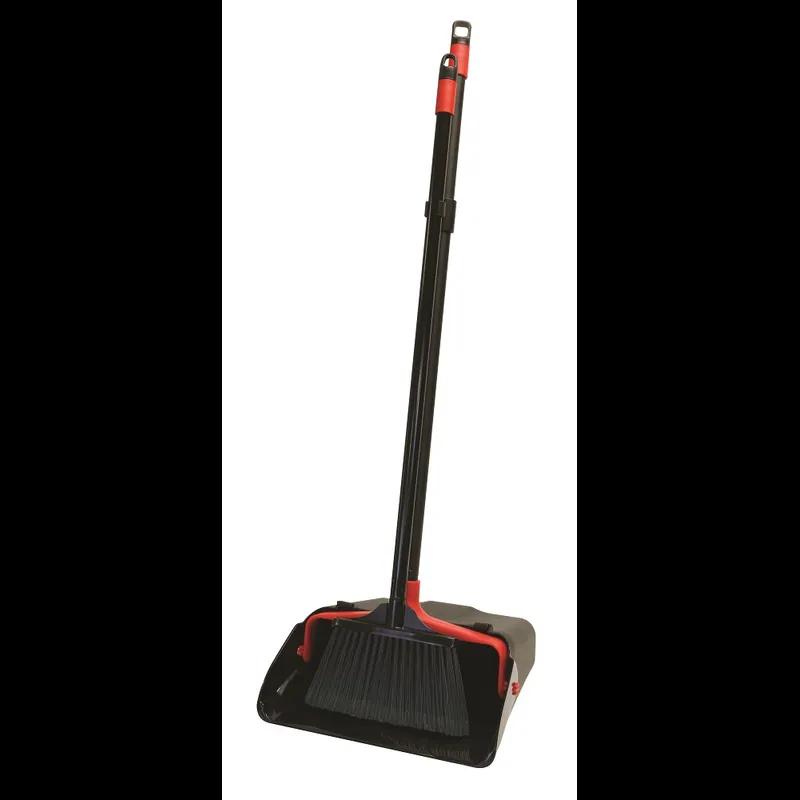 MaxiPlus® Lobby Dust Pan & Lobby Broom 33X13 IN Red Black Nylon Assembled Easy-Lock™ Handle Cleaning Teeth 1/Each