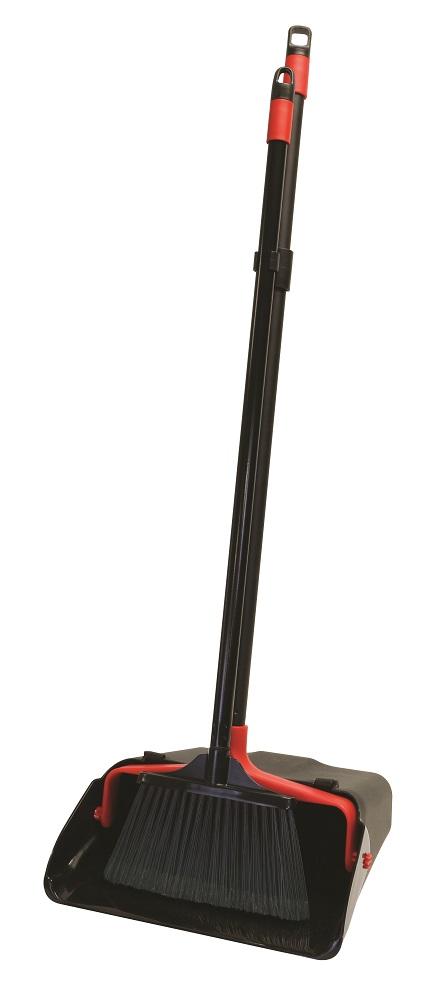 MaxiPlus® Lobby Dust Pan & Lobby Broom 33X13 IN Red Black Nylon Assembled Easy-Lock™ Handle Cleaning Teeth 1/Each