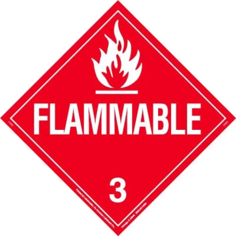 Placard Flammable Liquid 3 Vinyl Removable 1/Each