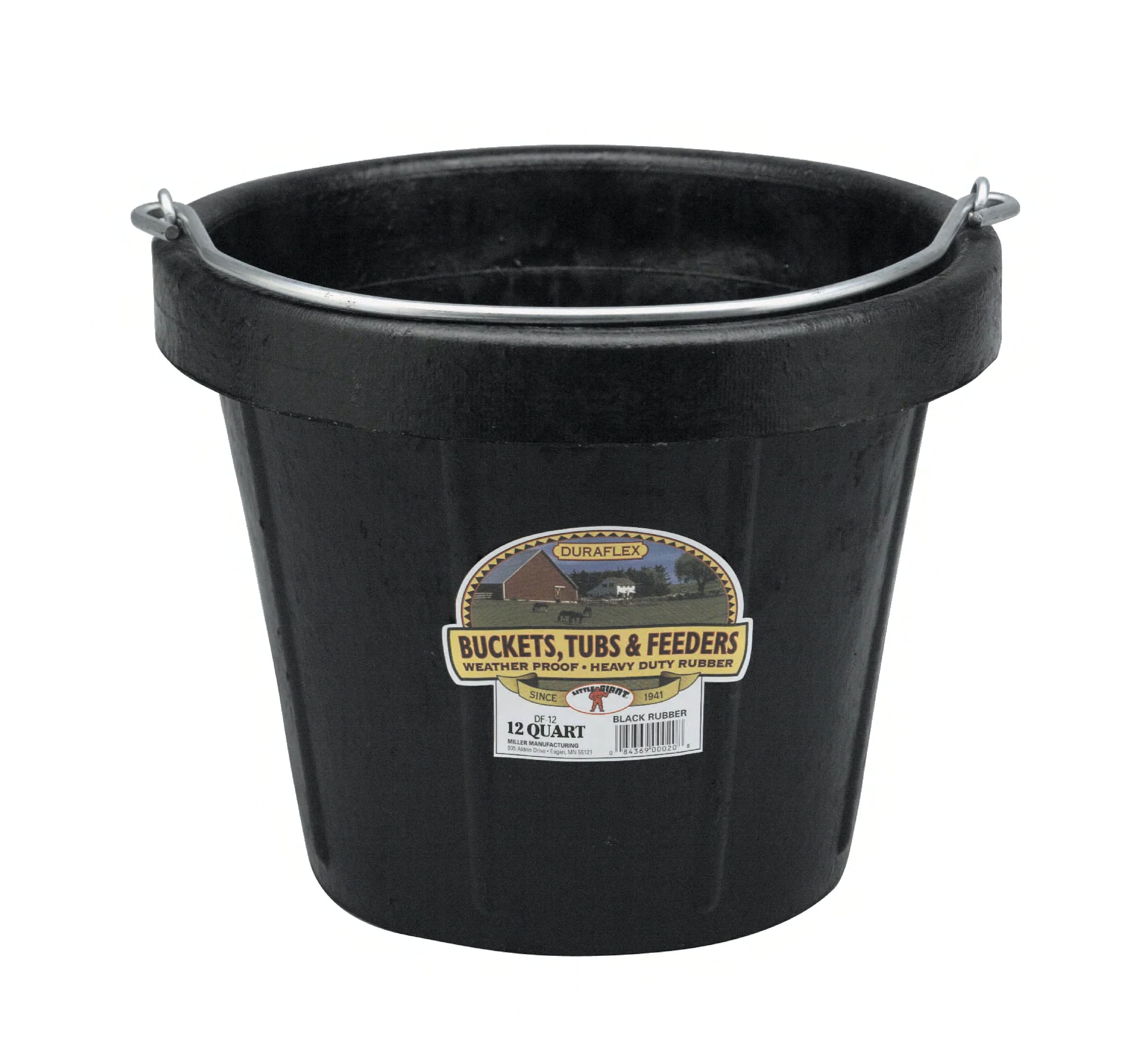 Miller Manufacturing Company Pail 12 QT Rubber Black Round Industrial Heavyweight 1/Each