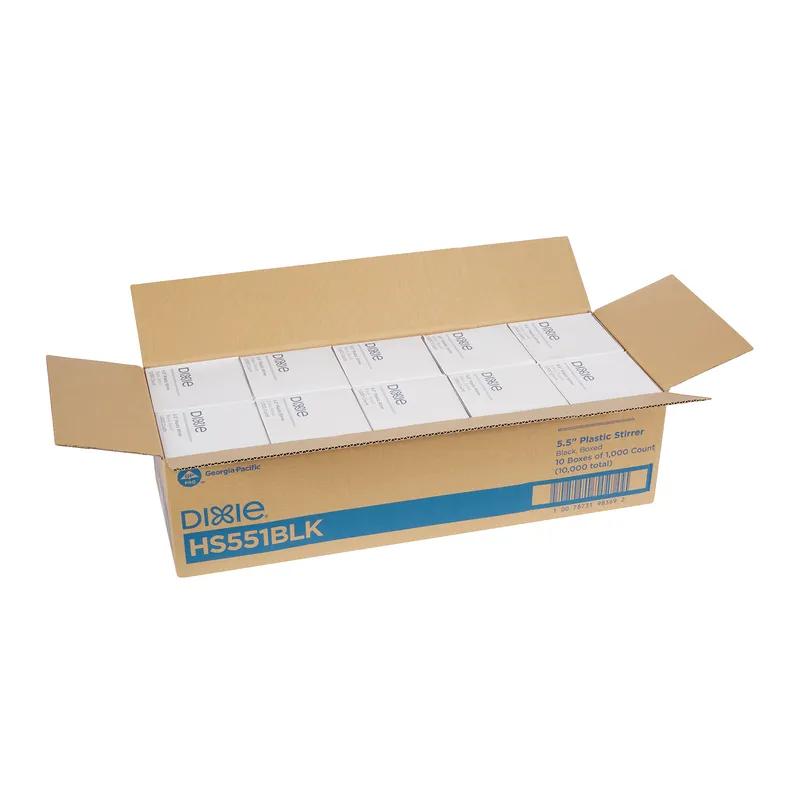 Dixie® Sip Stirrer 5.5 IN Plastic Black Unwrapped 1000 Count/Pack 10 Packs/Case 10000 Count/Case