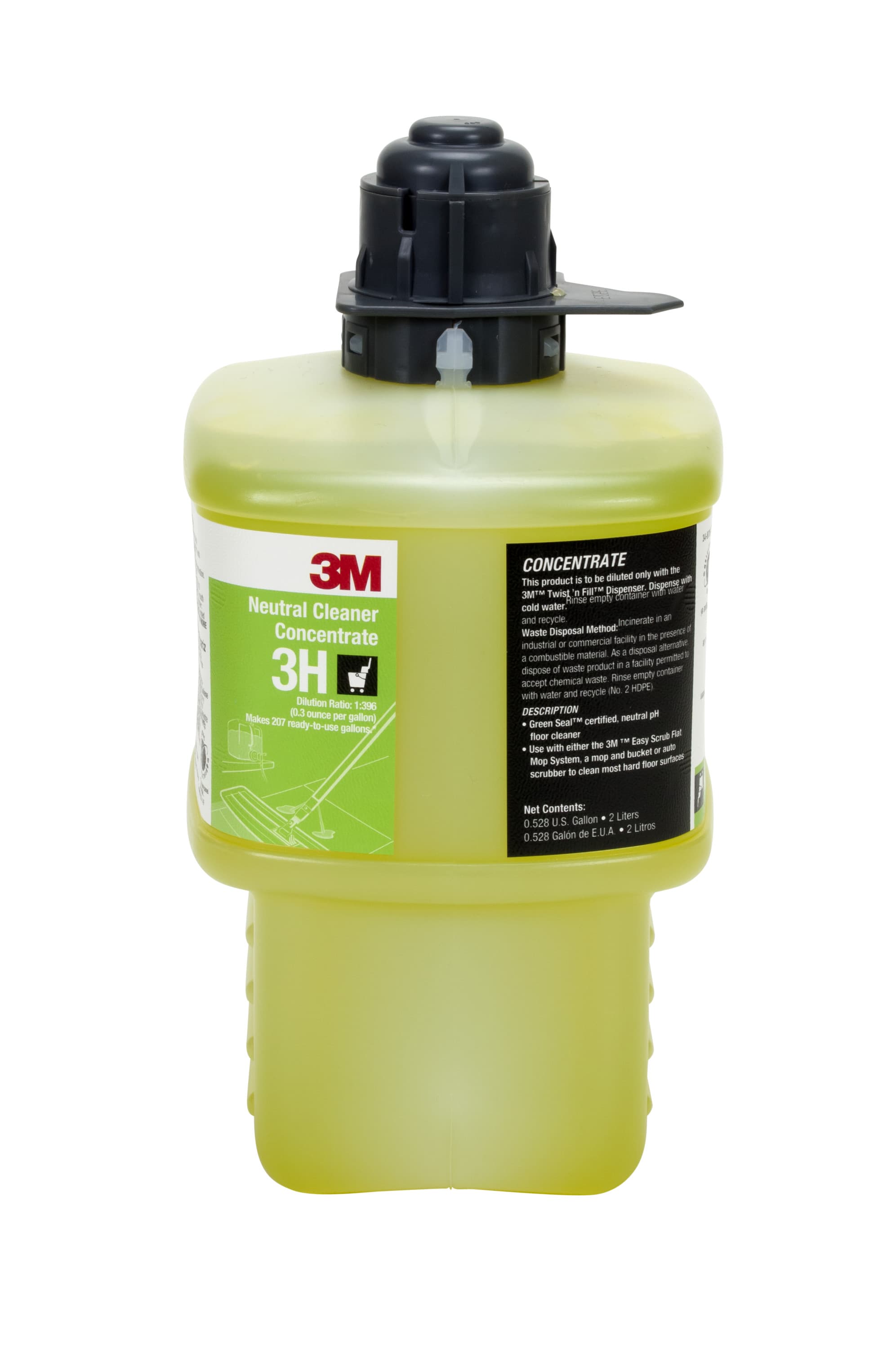 3M™ Twist 'n Fill™ 3H Neutral Cleaner 2 L No Rinse Gray Top 6/Case