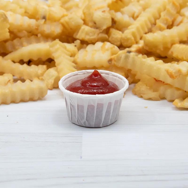 Solo® Souffle & Portion Cup Pleated 1.25 OZ Dry Wax Paper White 250 Count/Bag 20 Bags/Case 5000 Count/Case