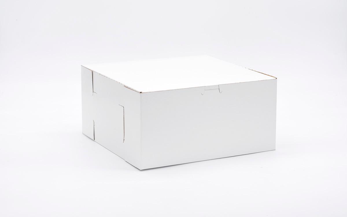 Easy Lock Cake Box 12X12X6 IN SUS Paperboard CRB White Square Lock Corner 1-Piece 50/Bundle