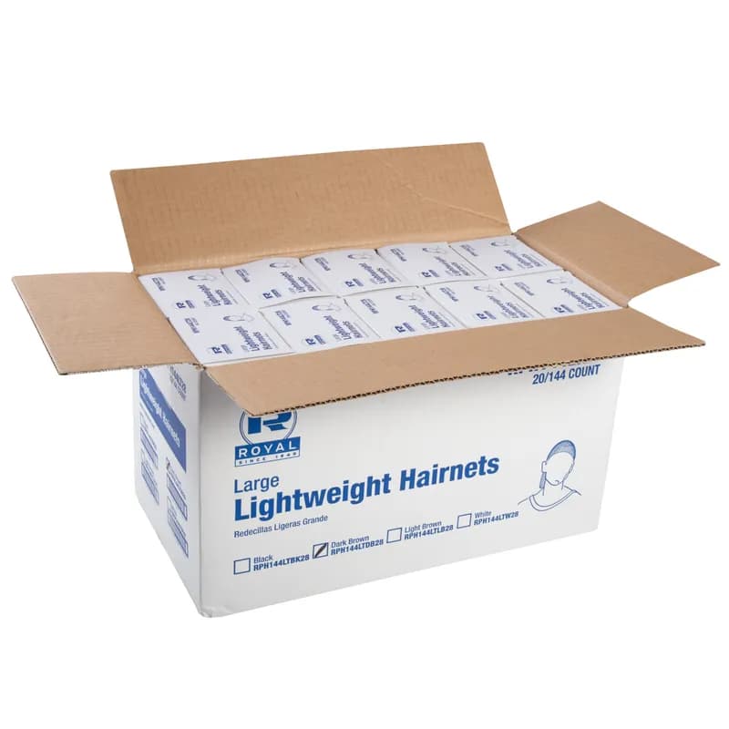 Hairnet 28 IN Dark Brown Lightweight 144 Count/Pack 20 Packs/Case 2880 Count/Case