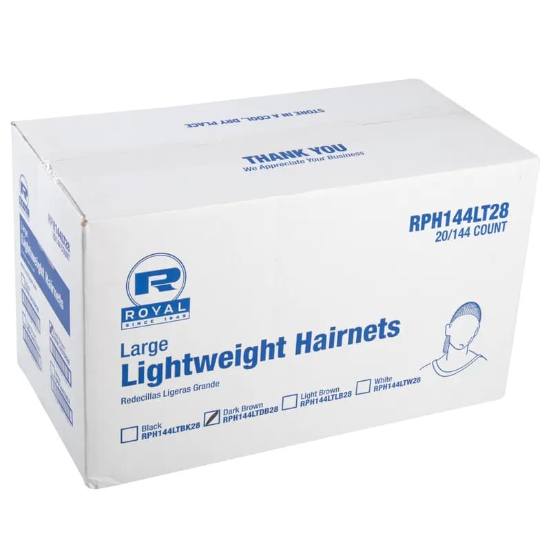 Hairnet 28 IN Dark Brown Lightweight 144 Count/Pack 20 Packs/Case 2880 Count/Case