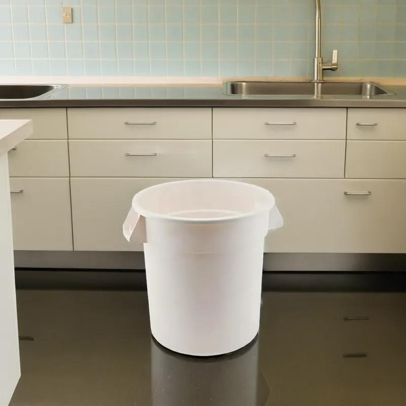 Trash Can 10 GAL White Plastic No Hot Stamp 6 Count/Case
