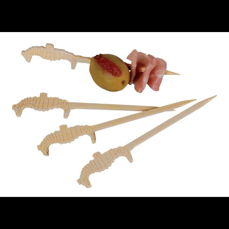 Seahorse Pick 3.5 IN Bamboo Natural 100 Count/Pack 20 Packs/Case 2000 Count/Case