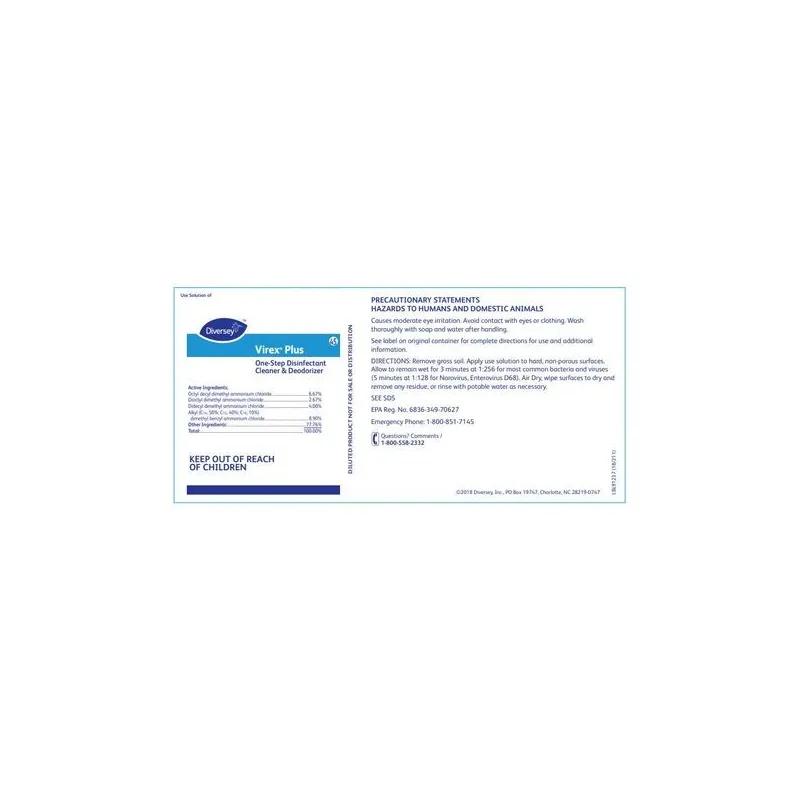 Virex Plus Disinfectant #45 Product Label 1/Each