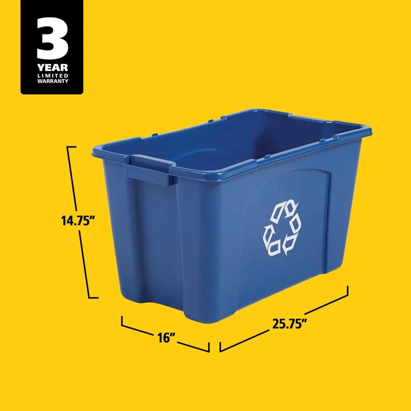 1-Stream Recycling Bin 25.75X16X14.75 IN 18 GAL Blue Resin 1/Each