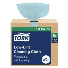 Tork W24 Cleaning Cloth 16.5X9 IN 1 Non-Woven Paper Turquoise Pop-Up Box Premium Refill Low Lint 100 Count/Box 8 Box/Case